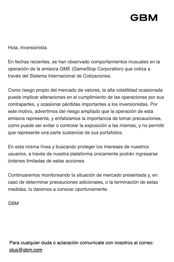Comunicado Gbm