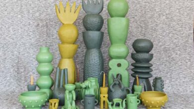 Carved wood and painted clay pieces.jpg