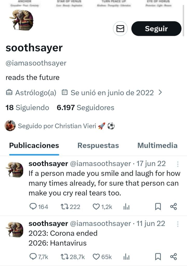 Una cuenta de X que en 2022 escribió “2026: Hantavirus” se volvió viral tras el brote en el crucero MV Hondius. ¿Predicción o coincidencia? Te explicamos el caso.